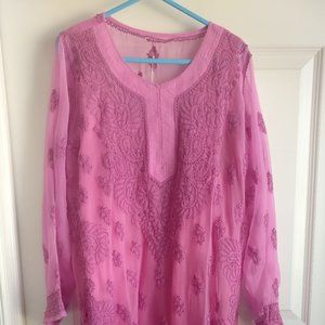 Rose Pink Embroidered Kurta